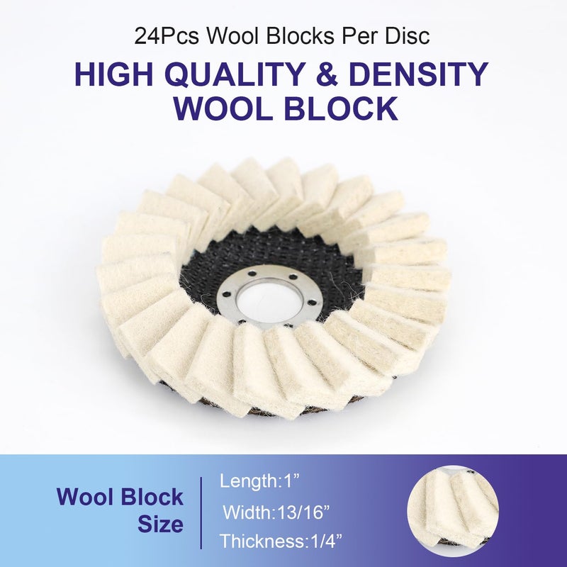 SCOTTCHEN Felt Flap Disc 4-1/2" x 7/8" Arbor for Angle Grinder (5 Pack) - High Density Wool Buffing Polishing Wheel for Metal, Aluminum, Stainless Steel & Stone Polishing - Mirror Finish - Image 5